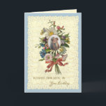 Religious Virgin Mary Flowers Catholic Birthday    Holiday Card<br><div class="desc">This is a beautiful vintage of the Marian Cross of the Blessed Virgin Mary,  the holy rosary and a vintage floral bouquet overlaid on a vintage lace. Perfect for birthday or any special occasion.  All text and fonts in the card may be modified.</div>