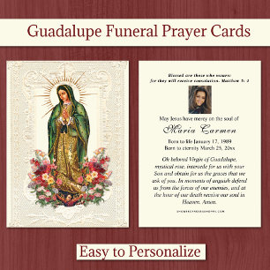 Religious Virgin Mary  Funeral Guadalupe Place Card
