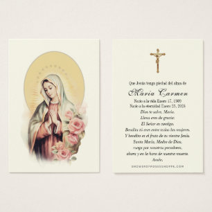 Religious Virgin Mary Funeral Memorial Prayer 