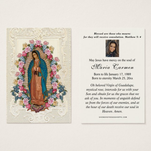 Religious Virgin Mary Guadalupe Catholic Funeral (Front & Back)