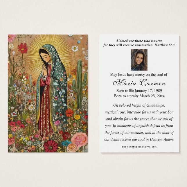 Religious Virgin Mary Guadalupe Catholic Funeral (Front & Back)