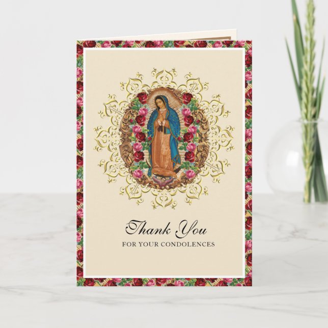 Religious Virgin Mary Guadalupe Catholic Funeral Card (Front)