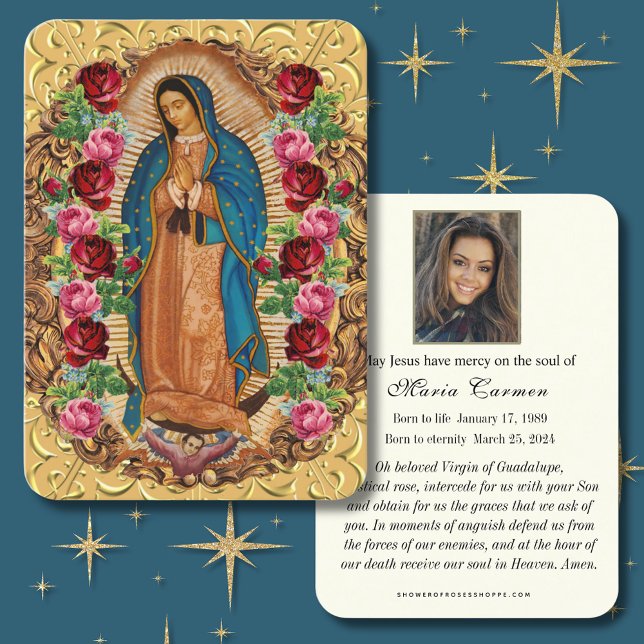 Religious Virgin Mary Guadalupe Catholic Funeral Place Card (Creator Uploaded)