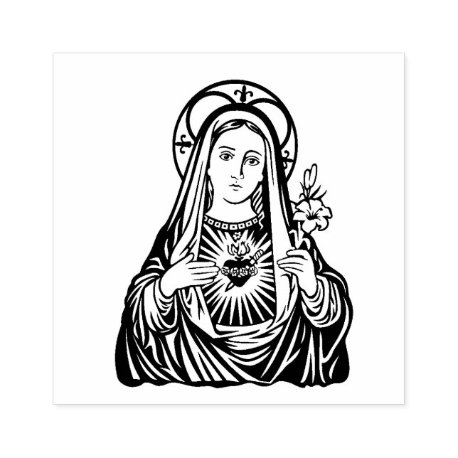 Religious Virgin Mary Immaculate Heart Rubber Stamp (Imprint)