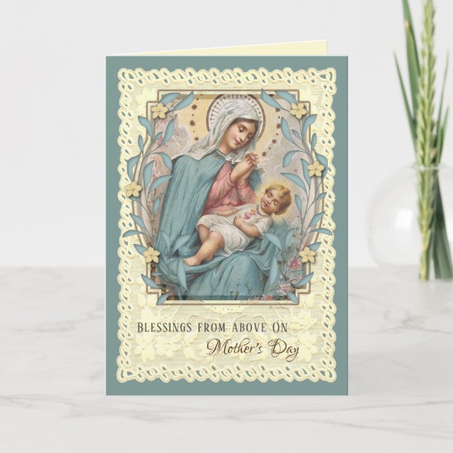 Religious Virgin Mary Jesus Catholic Mothers Day Holiday Card (Front)