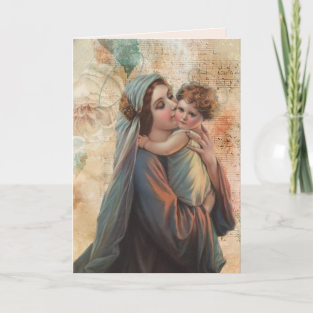 Religious Virgin Mary Jesus Catholic Vintage Card (Front)