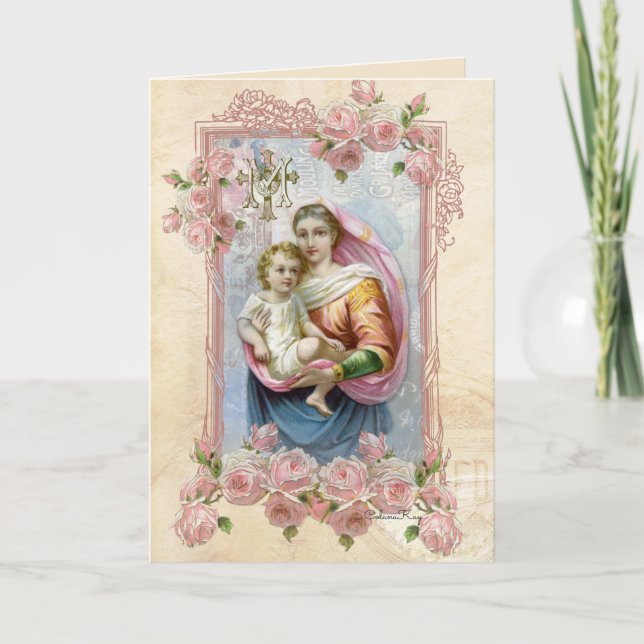 Religious Virgin Mary Jesus Catholic Vintage Card (Front)
