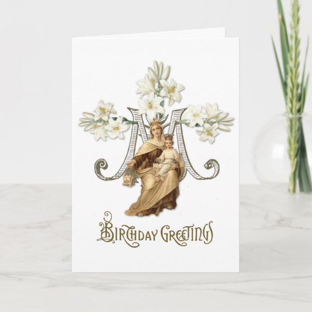 Religious Virgin Mary Jesus Catholic Vintage Card (Front)