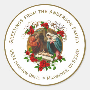 Religious Virgin Mary Jesus Christmas Nativity Classic Round Sticker