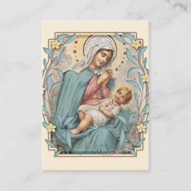 Religious Virgin Mary Jesus Memorare Prayer Holy  Place Card (Front)