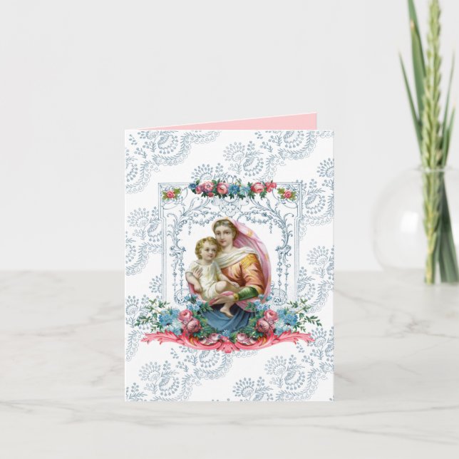 Religious Virgin Mary Jesus  Mothers Day Holiday Card (Front)