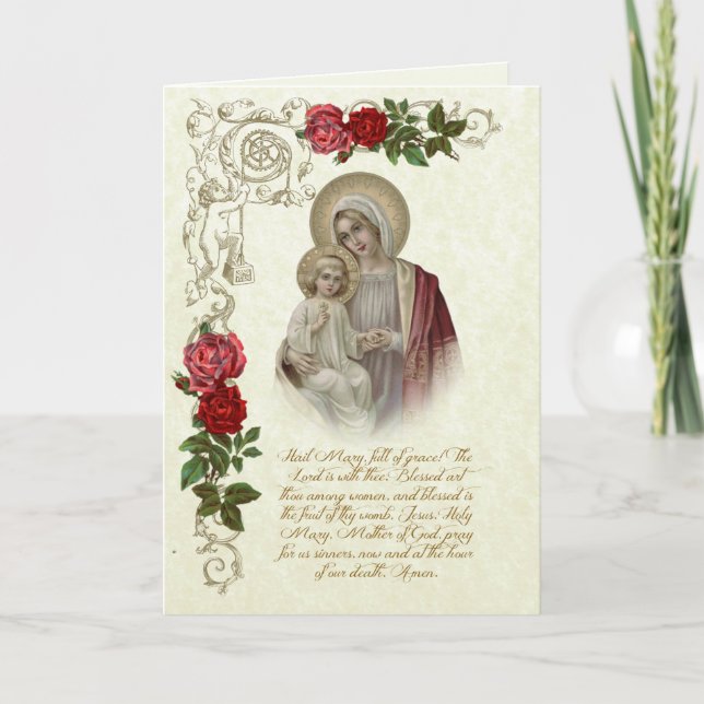 Religious Virgin Mary Jesus Spiritual Bouquet Card (Front)