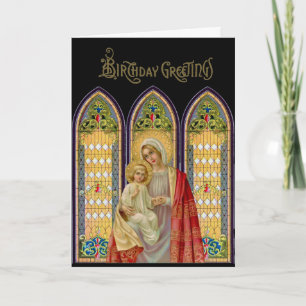 Religious Virgin Mary Jesus Stained Glass Windows Card