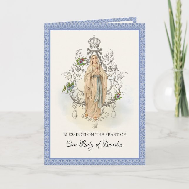 Religious Virgin Mary Lourdes Prayer Rosary Card (Front)
