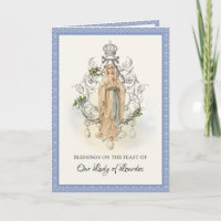 Religious Virgin Mary Lourdes Prayer Rosary Card