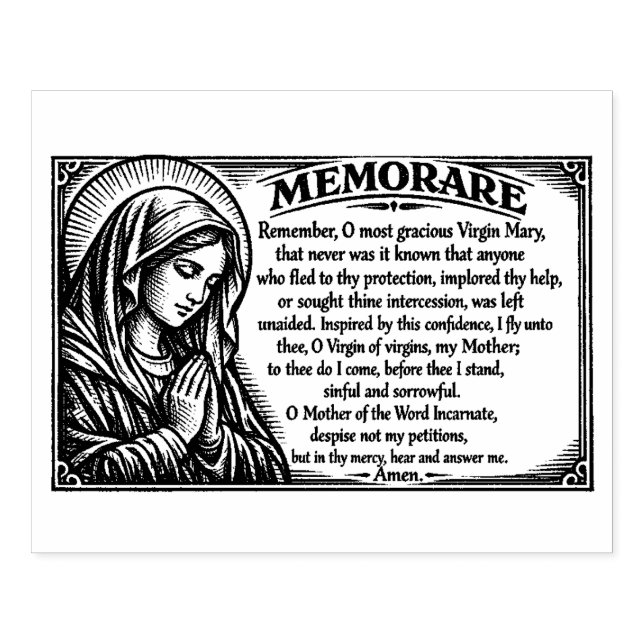 Religious Virgin Mary Memorare Catholic Prayer Rubber Stamp (Imprint)