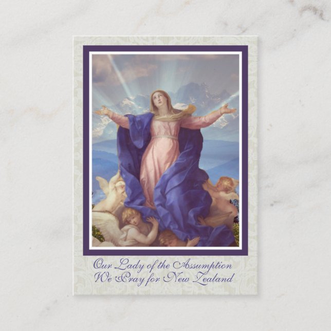 Religious Virgin Mary Memorare New Zealand Prayer Business Card (Front)