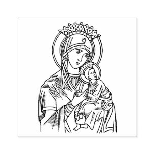 Religious Virgin Mary Perpetual Help Jesus Rubber Stamp