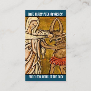 Religious Virgin Mary Prayer Punch Devil Place Card