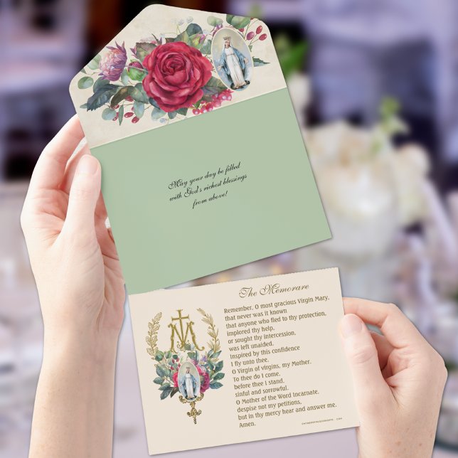 Religious Virgin Mary  Red Roses Postalette All In One Invitation (Creator Uploaded)