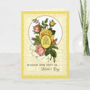 Religious Virgin Mary Roses Catholic Mothers Day  Holiday Card