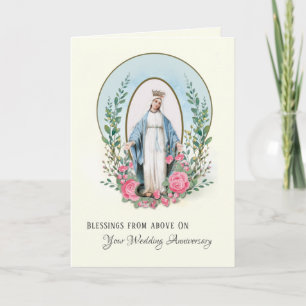 Religious Virgin Mary Roses Catholic Mothers Day   Holiday Card