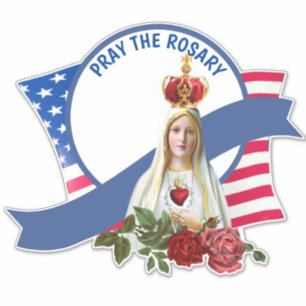 Religious Virgin Mary Roses Fatima Flag Sticker