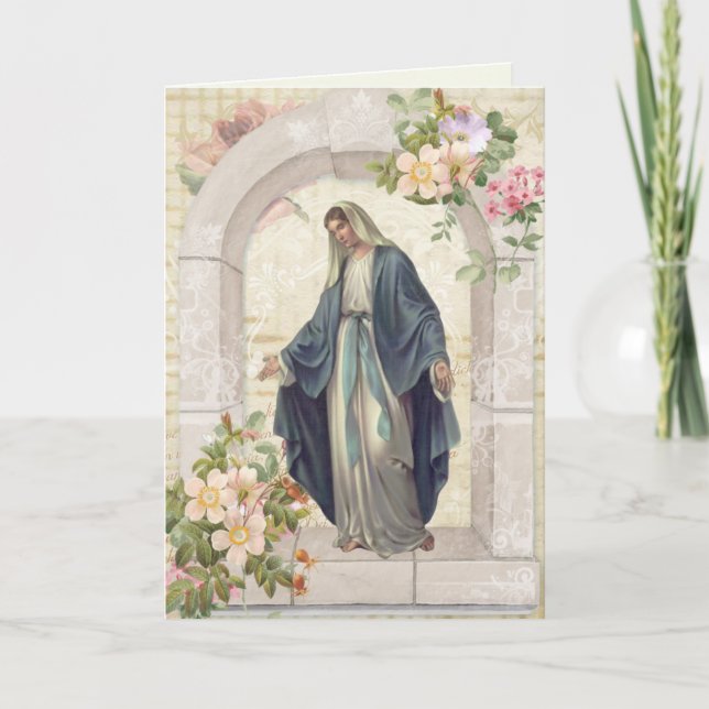 Religious Virgin Mary Spiritual Bouquet Prayers Card (Front)