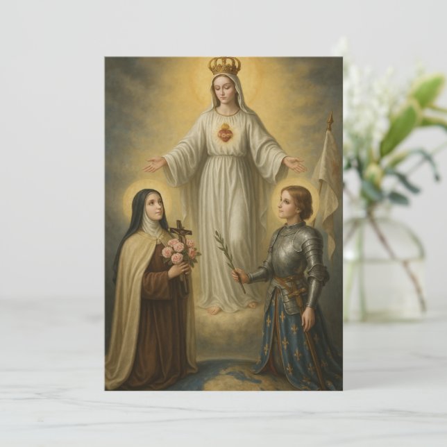 Religious Virgin Mary St. Therese Joan of Arc  Card (Standing Front)