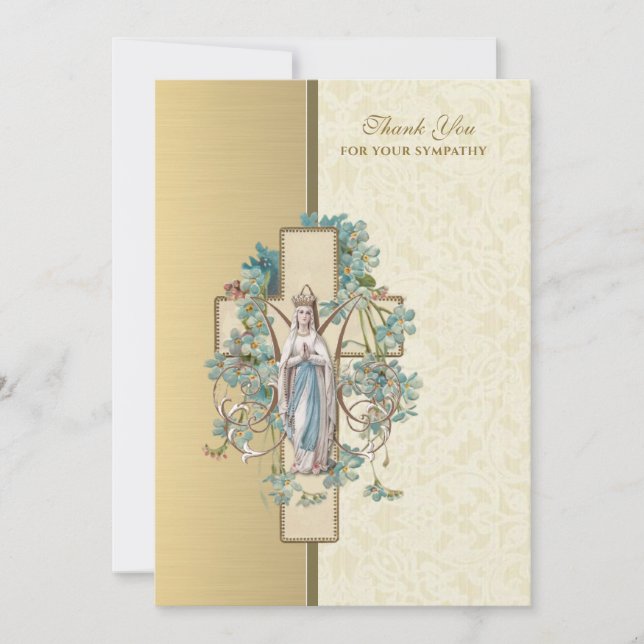 Religious Virgin Mary Sympathy Funeral Condolence Thank You Card (Front)