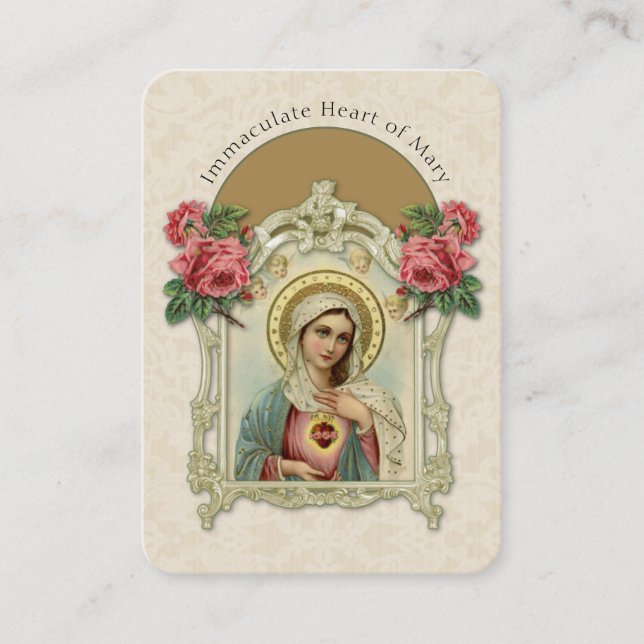 Religious Virgin Mary Vintage Roses Prayer  Business Card (Front)