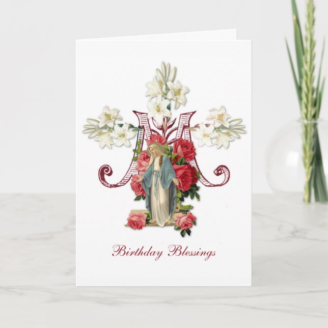 Religious Virgin Mother Mary Catholic Vintage Card (Front)