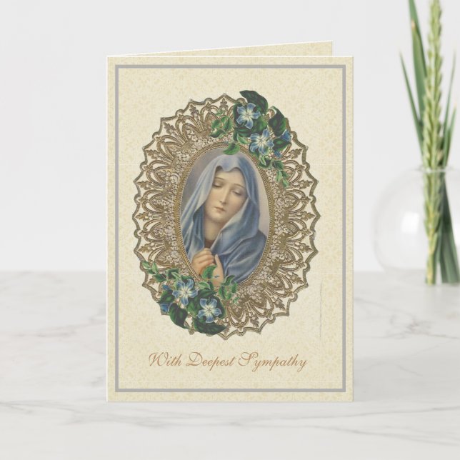 Religious Virgin Mother Mary Sympathy Condolence Card (Front)
