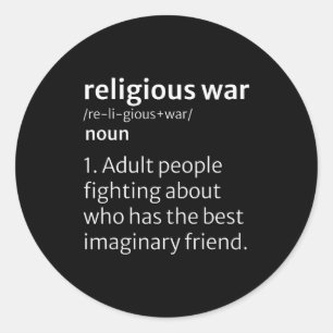 Religious War Dictionary Sarcastic Definition Funn Classic Round Sticker