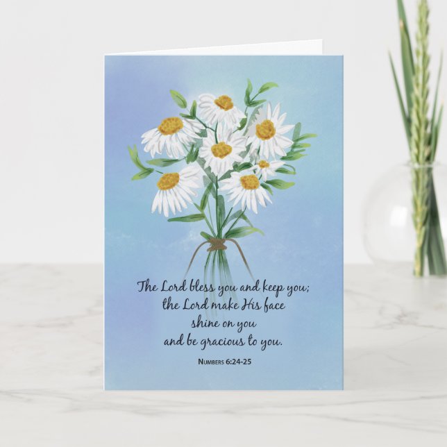 Religious Wedding Anniversary Bouquet of Daisies Card (Front)