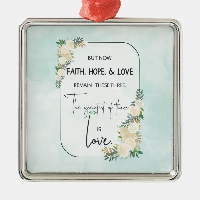 Religious Wedding Anniversary Faith Hope Love Metal Tree Decoration (Front)