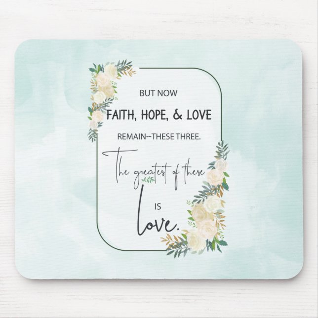 Religious Wedding Anniversary Faith Hope Love Mouse Mat (Front)