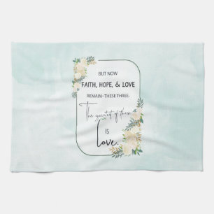 Religious Wedding Anniversary Faith Hope Love Tea Towel