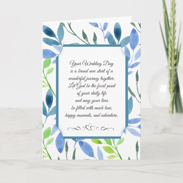 Religious Wedding Blue Frame Card (Front)