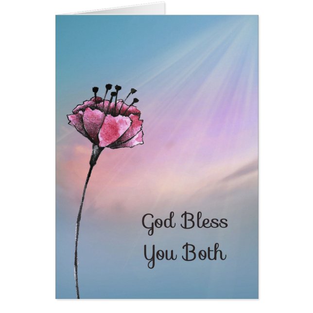 Religious Wedding Card with Flower (Front)