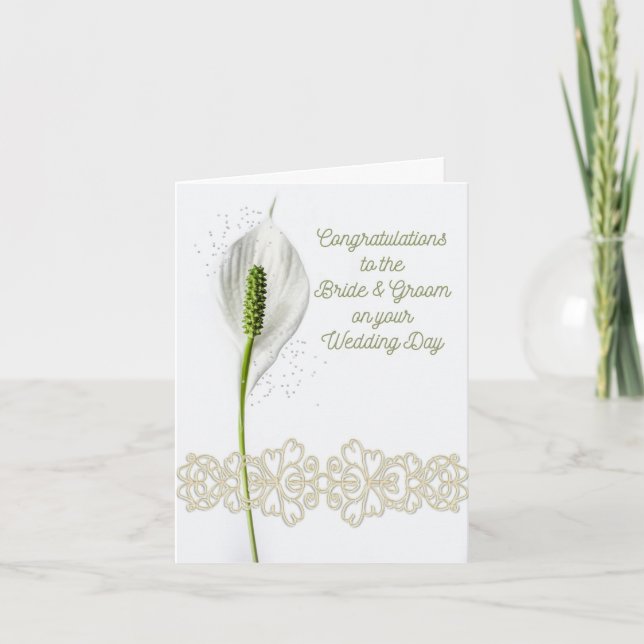 Religious Wedding Card with Flower & Lace (Front)