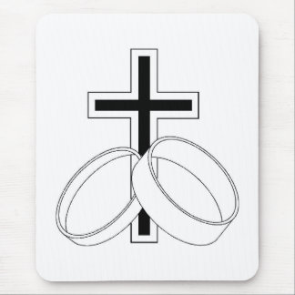 Religious Wedding Symbols Cross Wedding Rings Mouse Mat