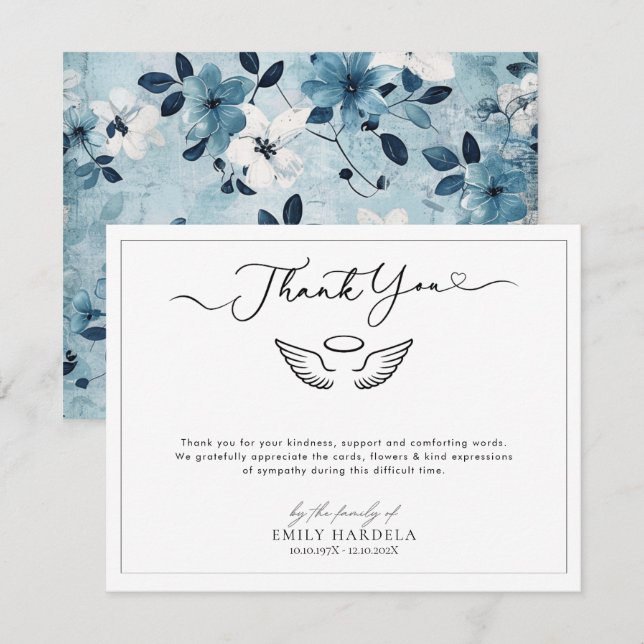 Religious Wings Funeral Thank You card (Front/Back)