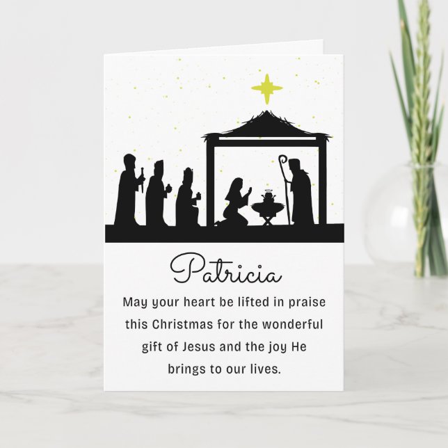 Religious With Name Merry Christmas Holiday Card (Front)