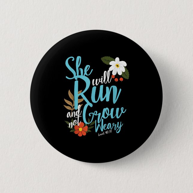 Religious Women Girls That They Run Verse Isaiah 4 6 Cm Round Badge (Front)