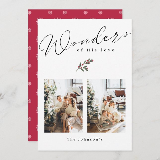 Religious Wonders of His love Photo Christmas Card (Front/Back)