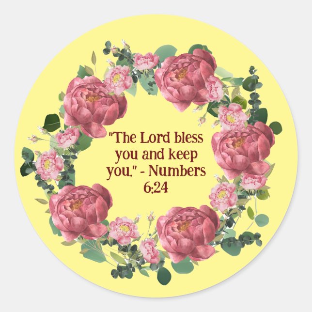 Religious Wreath: Quote for Faithful Reflection Classic Round Sticker (Front)