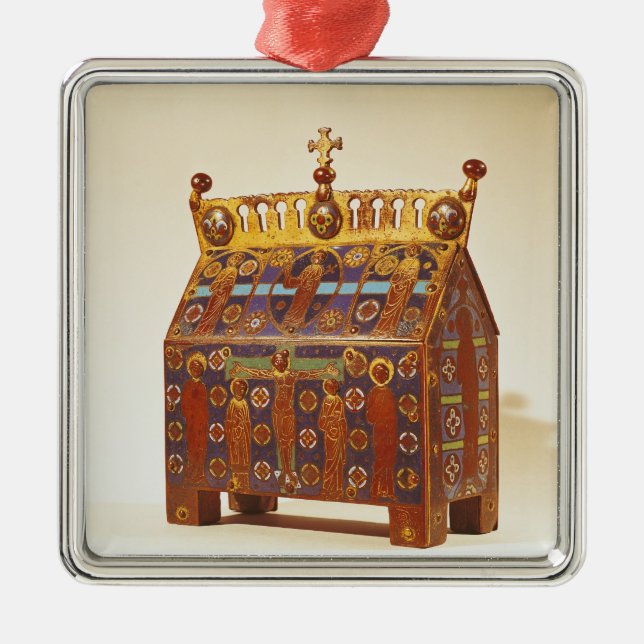 Reliquary chest, 12th-13th century metal tree decoration (Front)