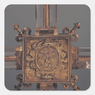 Reliquary cross, detail of a phoenix square sticker