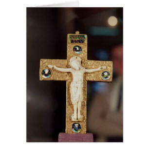 Reliquary crucifix, ivory Christ on gold cross